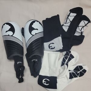 Puma Procat Black and White Shin Guards with Socks